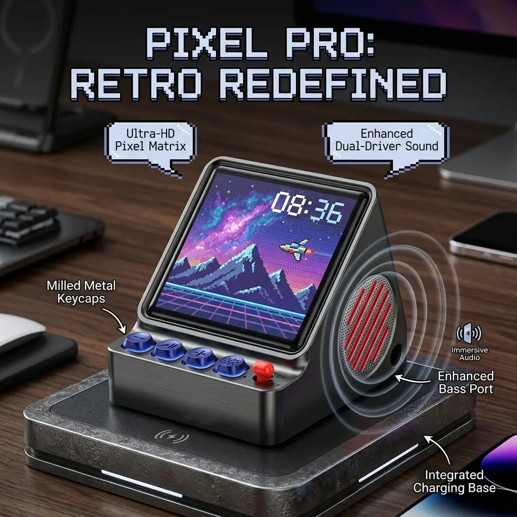 Retro Gaming Desk Setup - مكبر صوت محمول بشاشة LED قابلة