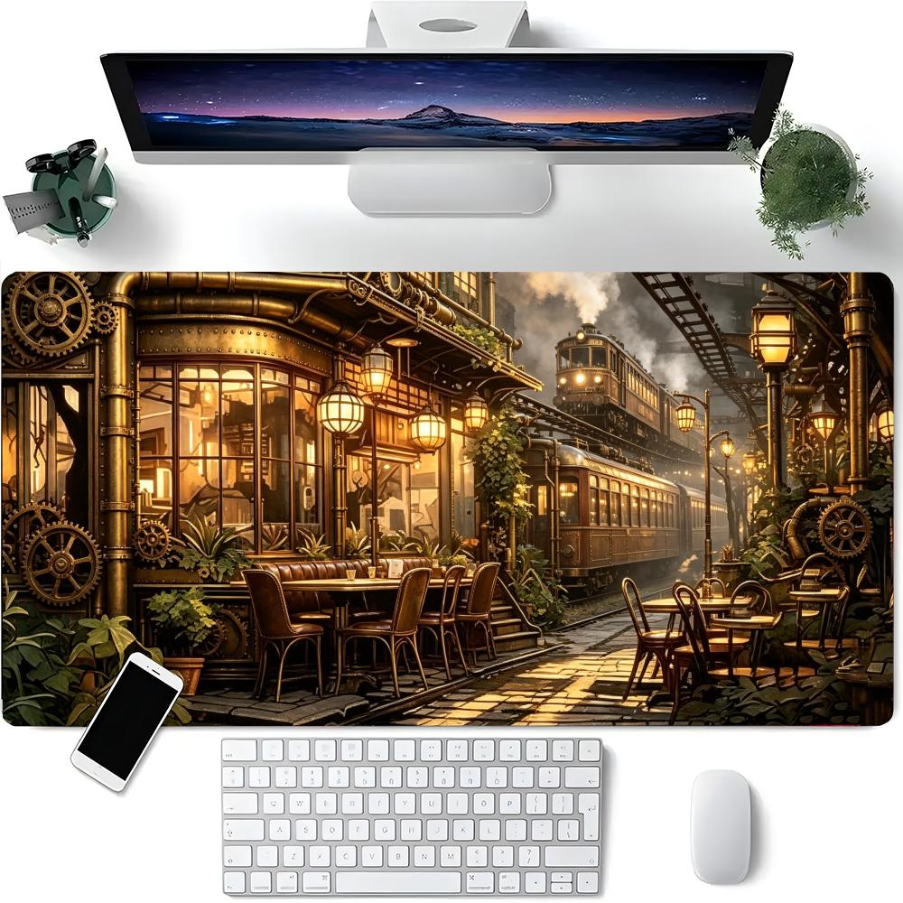 Retro Gaming Laptop - وسادة مكتب بتصميم محطة قطار صناعية