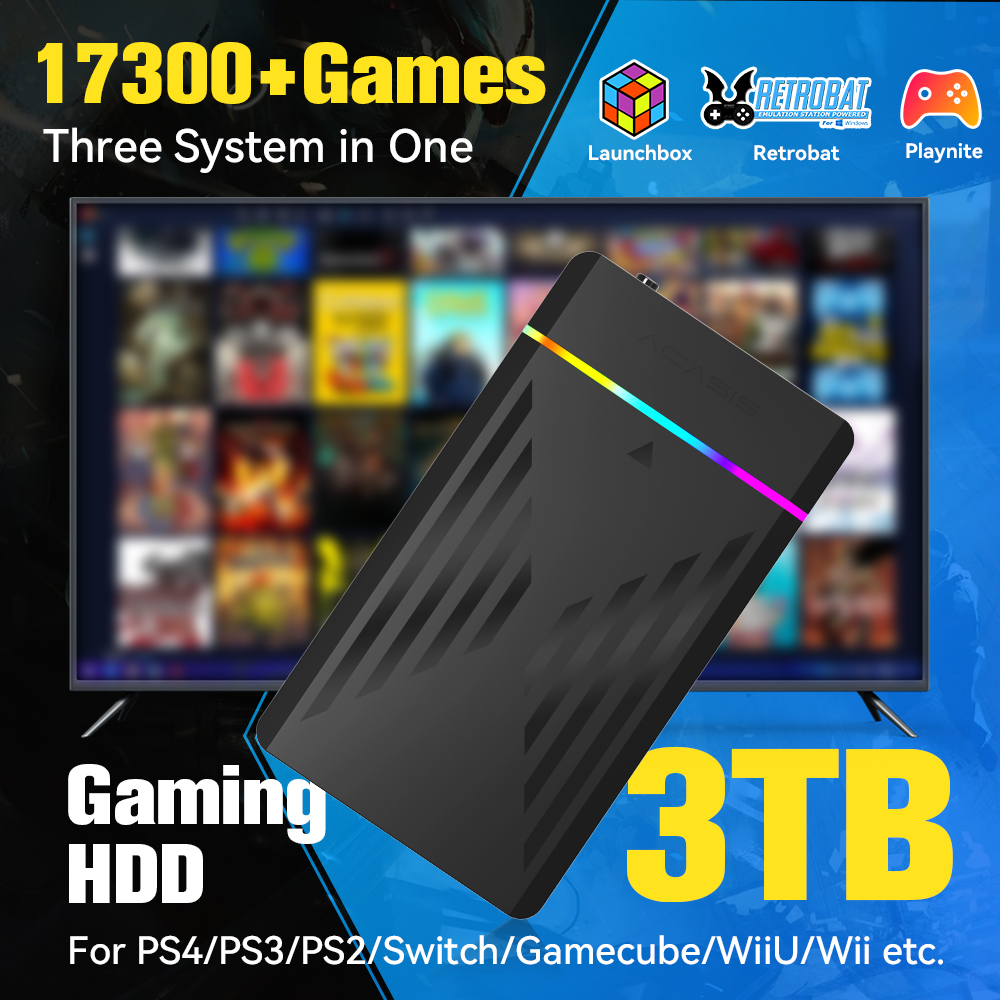 Retro Gaming Usb - 3 تيرابايت محمول للألعاب HDD LaunchBox/Retrobat/Playnite