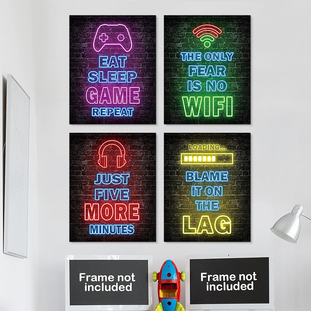   ملصق جداري بتصميم حروف تجريد - مراجعة Background Retro Gaming وسعره